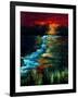 Red Sky Pointillism Landscape-Ruth Palmer-Framed Art Print