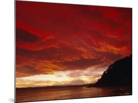 Red Sky, Sunset Over the Bay, Gisborne, East Coast, North Island, New Zealand, Pacific-D H Webster-Mounted Photographic Print