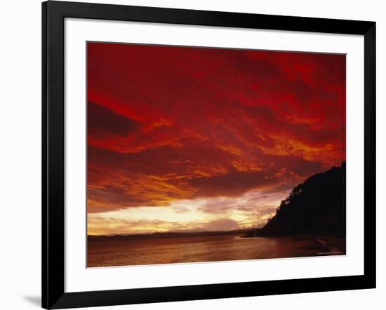 Red Sky, Sunset Over the Bay, Gisborne, East Coast, North Island, New Zealand, Pacific-D H Webster-Framed Photographic Print