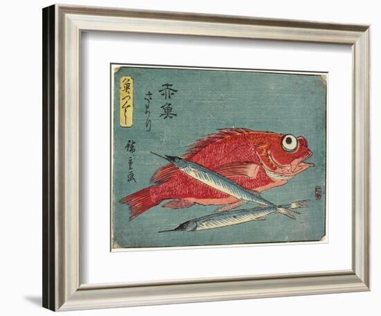 Red Snapper and Halfbeak, 1830-1844-Utagawa Hiroshige-Framed Giclee Print