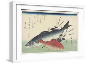 Red Snapper, Sea Bass and Perilla, C. 1840-Utagawa Hiroshige-Framed Giclee Print