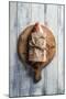 Red Snapper Wrapped in Chinese Newspaper on Wooden Background-Gary Jones-Mounted Photographic Print