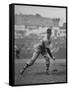 Red Sox Dave Ferriss Pitching to Yankee Player at Yankee Stadium During Game-Sam Shere-Framed Stretched Canvas