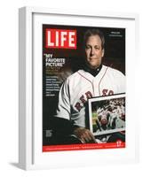 Red Sox Pitcher, Curt Schilling, Holding Photo of 2004 World Series Victory, December 17, 2004-John Huet-Framed Photographic Print