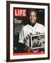 Red Sox Pitcher, Curt Schilling, Holding Photo of 2004 World Series Victory, December 17, 2004-John Huet-Framed Photographic Print