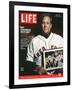 Red Sox Pitcher, Curt Schilling, Holding Photo of 2004 World Series Victory, December 17, 2004-John Huet-Framed Photographic Print