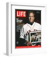 Red Sox Pitcher, Curt Schilling, Holding Photo of 2004 World Series Victory, December 17, 2004-John Huet-Framed Photographic Print