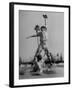 Red Sox's Player in Mid Air Catching the Ball, While an Opposing Player Slides Between His Legs-John Florea-Framed Premium Photographic Print