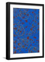 Red Spots on Blue with Gold Squiggles-Found Image Press-Framed Giclee Print