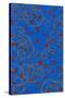 Red Spots on Blue with Gold Squiggles-Found Image Press-Stretched Canvas