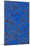 Red Spots on Blue with Gold Squiggles-Found Image Holdings Inc-Mounted Photographic Print