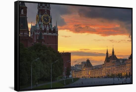 Red Square at Dusk.-Jon Hicks-Framed Stretched Canvas