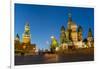 Red Square, St. Basil's Cathedral and the Savior's Tower of the Kremlin lit up at night, UNESCO Wor-Miles Ertman-Framed Photographic Print