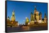 Red Square, St. Basil's Cathedral and the Savior's Tower of the Kremlin lit up at night, UNESCO Wor-Miles Ertman-Framed Stretched Canvas