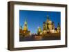 Red Square, St. Basil's Cathedral and the Savior's Tower of the Kremlin lit up at night, UNESCO Wor-Miles Ertman-Framed Photographic Print