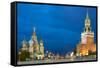 Red Square, St. Basil's Cathedral and the Savior's Tower of the Kremlin, UNESCO World Heritage Site-Miles Ertman-Framed Stretched Canvas