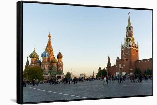 Red Square, St. Basil's Cathedral and the Savior's Tower of the Kremlin, UNESCO World Heritage Site-Miles Ertman-Framed Stretched Canvas