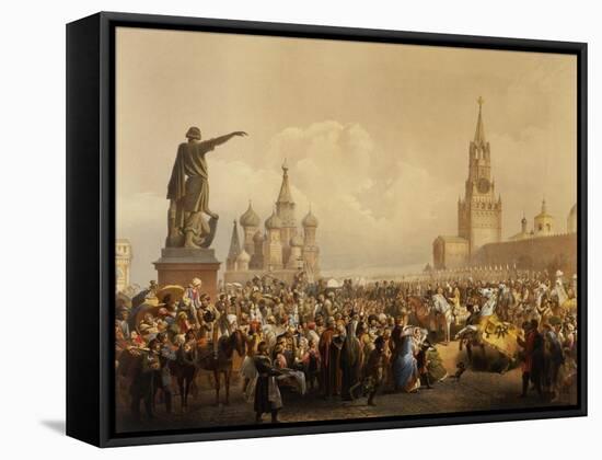 Red Square with St. Basil's Cathedral, Moscow, 1856-null-Framed Stretched Canvas