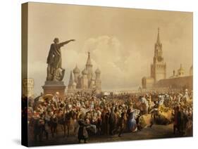 Red Square with St. Basil's Cathedral, Moscow, 1856-null-Stretched Canvas