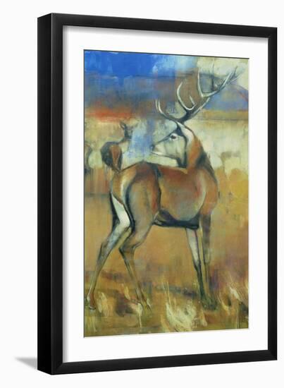 Red Stag, detail from Gathering Deer, 1998-Mark Adlington-Framed Giclee Print