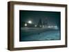 Red Star Atop Kremlin Tower Glowing Against Night-Dim Sky in Snow-Covered, Wintry Moscow, Ussr-Carl Mydans-Framed Photographic Print