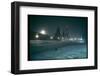 Red Star Atop Kremlin Tower Glowing Against Night-Dim Sky in Snow-Covered, Wintry Moscow, Ussr-Carl Mydans-Framed Photographic Print