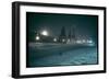 Red Star Atop Kremlin Tower Glowing Against Night-Dim Sky in Snow-Covered, Wintry Moscow, Ussr-Carl Mydans-Framed Photographic Print