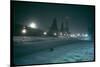Red Star Atop Kremlin Tower Glowing Against Night-Dim Sky in Snow-Covered, Wintry Moscow, Ussr-Carl Mydans-Mounted Premium Photographic Print