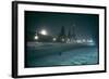 Red Star Atop Kremlin Tower Glowing Against Night-Dim Sky in Snow-Covered, Wintry Moscow, Ussr-Carl Mydans-Framed Photographic Print