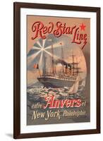 Red Star Cruise Line: Antwerp, New York, and Philadelphia-C. Satzmann-Framed Art Print