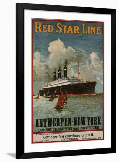 Red Star Line, Antwerpen-New York, circa 1910-null-Framed Giclee Print