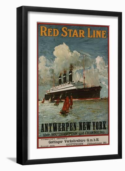 Red Star Line, Antwerpen-New York, circa 1910-null-Framed Premium Giclee Print