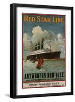 Red Star Line, Antwerpen-New York, circa 1910-null-Framed Premium Giclee Print