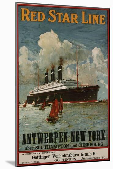 Red Star Line, Antwerpen-New York, circa 1910-null-Mounted Giclee Print