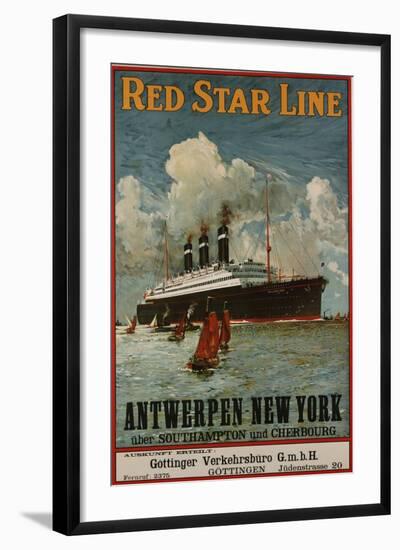 Red Star Line, Antwerpen-New York, circa 1910-null-Framed Giclee Print