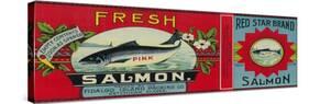 Red Star Salmon Can Label - Ketchican, AK-Lantern Press-Stretched Canvas