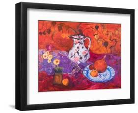 Red Still Life with Chinese Lantern-Ann Oram-Framed Giclee Print