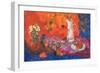 Red Still Life with White Jug and Fruit.-Ann Oram-Framed Giclee Print