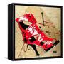 Red Strap Boot-Roderick E. Stevens-Framed Stretched Canvas