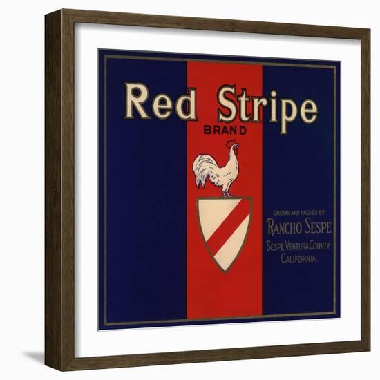 Red Stripe Brand - Sespe, California - Citrus Crate Label-Lantern Press-Framed Art Print