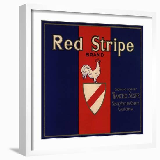 Red Stripe Brand - Sespe, California - Citrus Crate Label-Lantern Press-Framed Art Print