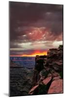 Red sunset with moody clouds and red rock canyons in Dead Horse Point State Park near Moab, Utah-David Chang-Mounted Photographic Print