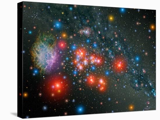 Red Super Giant Cluster-Stocktrek Images-Stretched Canvas