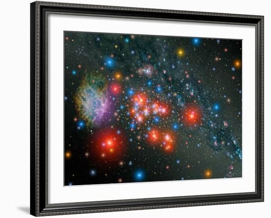 Red Super Giant Cluster-Stocktrek Images-Framed Photographic Print