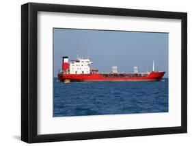 Red Tanker Designed for Transporting Crude Oil is at Anchor near the Port-Volina-Framed Photographic Print