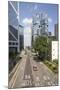 Red taxi cab in Central, Hong Kong Island, with the Bank of China Tower and Lippo Centre beyond, Ho-Fraser Hall-Mounted Photographic Print