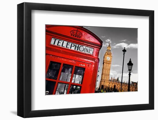 Red Telephone Big Ben London-null-Framed Art Print