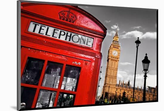Red Telephone Big Ben London-null-Mounted Art Print