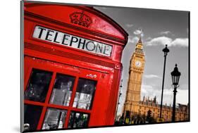 Red Telephone Big Ben London-null-Mounted Art Print