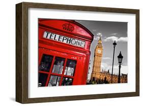 Red Telephone Big Ben London-null-Framed Art Print